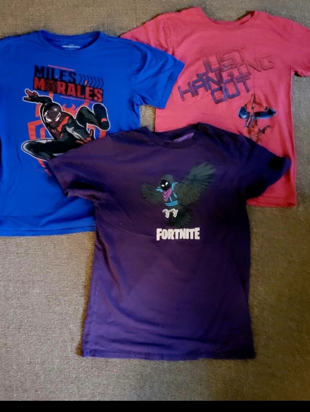 Boys Size XL Bundle of 3 Character Tshirts ft. Spiderman & Fortnite!